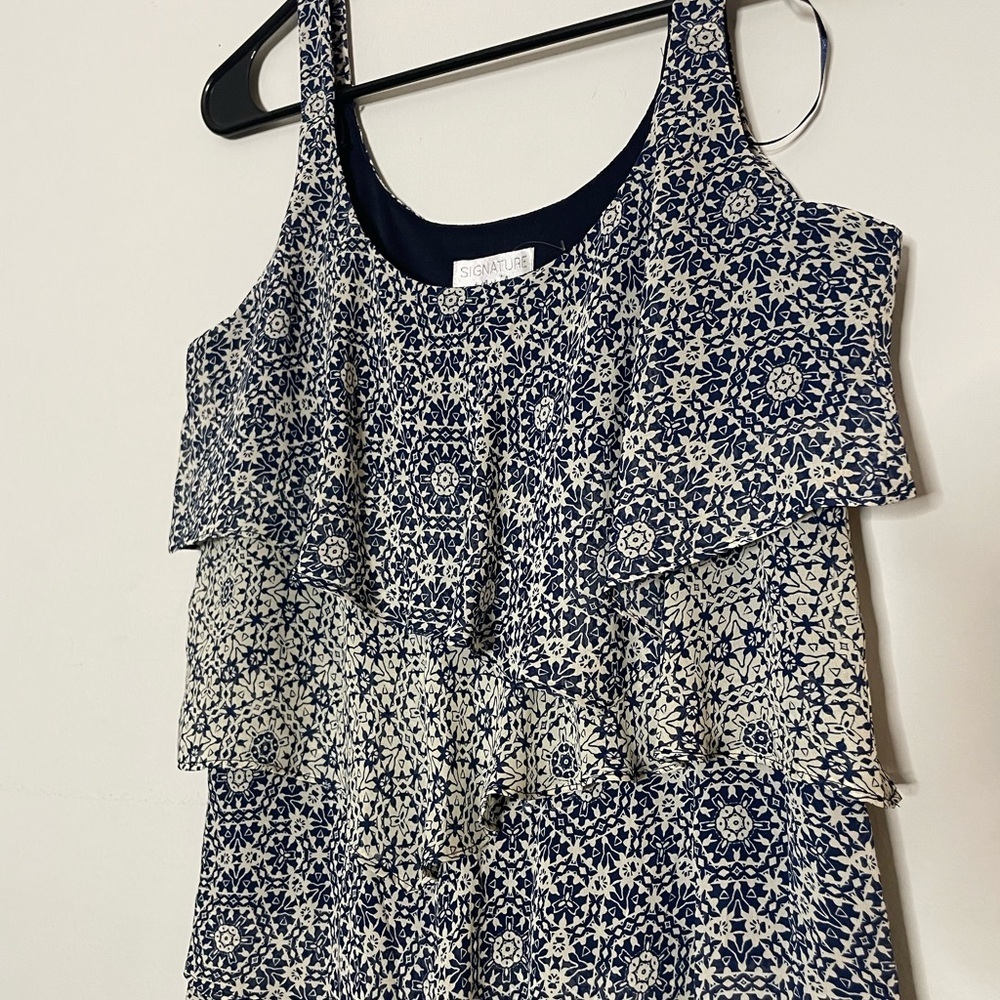 Robbie Bee Navy Chiffon Tiered Mini Dress - Picture 3 of 9
